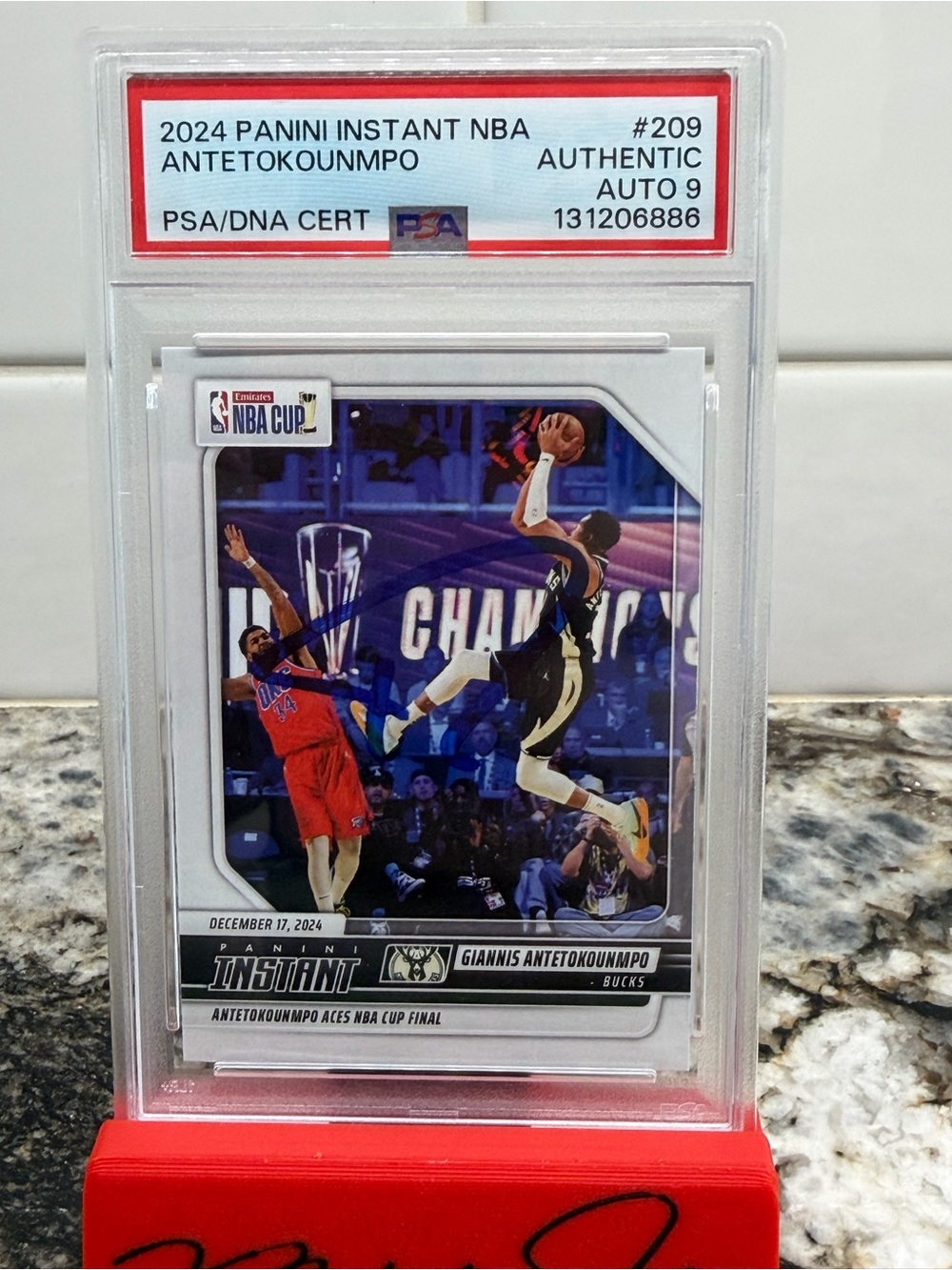 Giannis Antetoko Panini NBA Instant 1 of 77- PSA Authenitic Auto 9